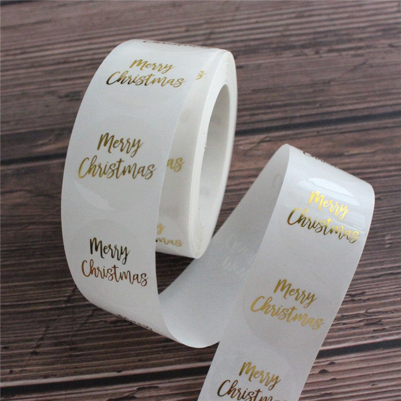 500pcs Round Merry Christmas Stickers Transparent Sealing Stationery Stickers
