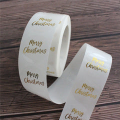 500pcs Round Merry Christmas Stickers Transparent Sealing Stationery Stickers