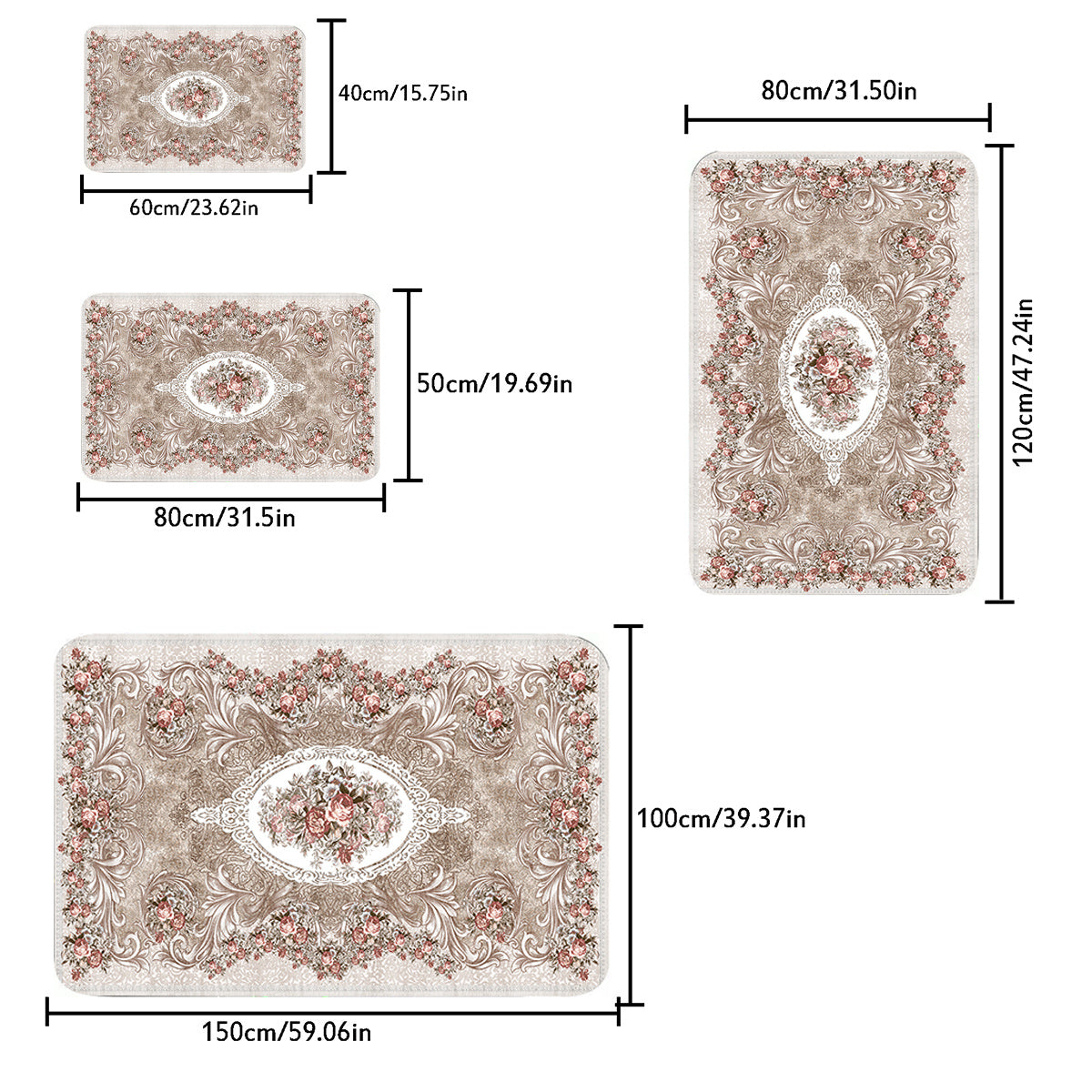 European Style Floor Mat Living Room Bedroom Decoration Area Carpet Non Slip Rug