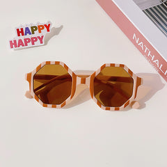 Kids Polygon Sunglasses Girls UV400 Eye Protection Glasses
