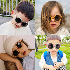 Kids Polygon Sunglasses Girls UV400 Eye Protection Glasses