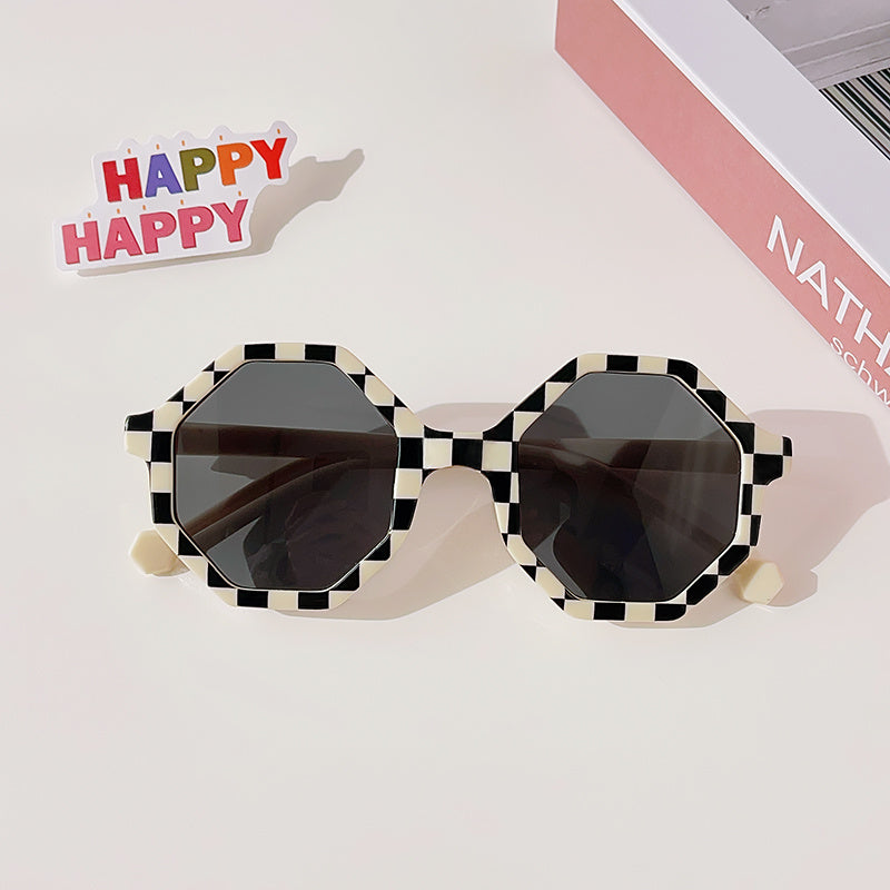 Kids Polygon Sunglasses Girls UV400 Eye Protection Glasses