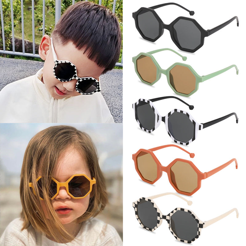 Kids Polygon Sunglasses Girls UV400 Eye Protection Glasses