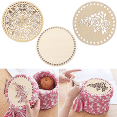 2pcs Wooden Basket Bottom Crochet Base DIY Wood Craft Basket Weaving Supplies