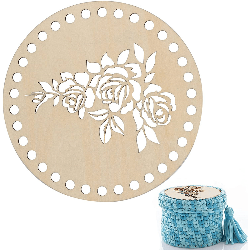 2pcs Wooden Basket Bottom Crochet Base DIY Wood Craft Basket Weaving Supplies