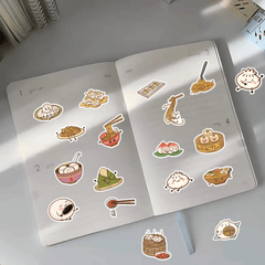 60pcs Chinese Pastry Food Cartoon Decorative Stickers Waterproof Stickers