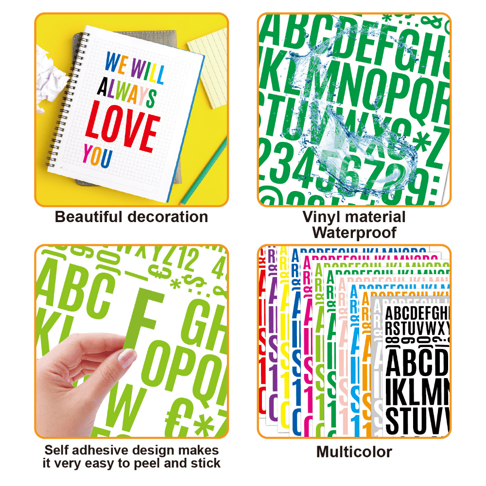 10pcs 2.54-5.08 cm Vinyl PVC Waterproof Self Adhesive Letter Stickers