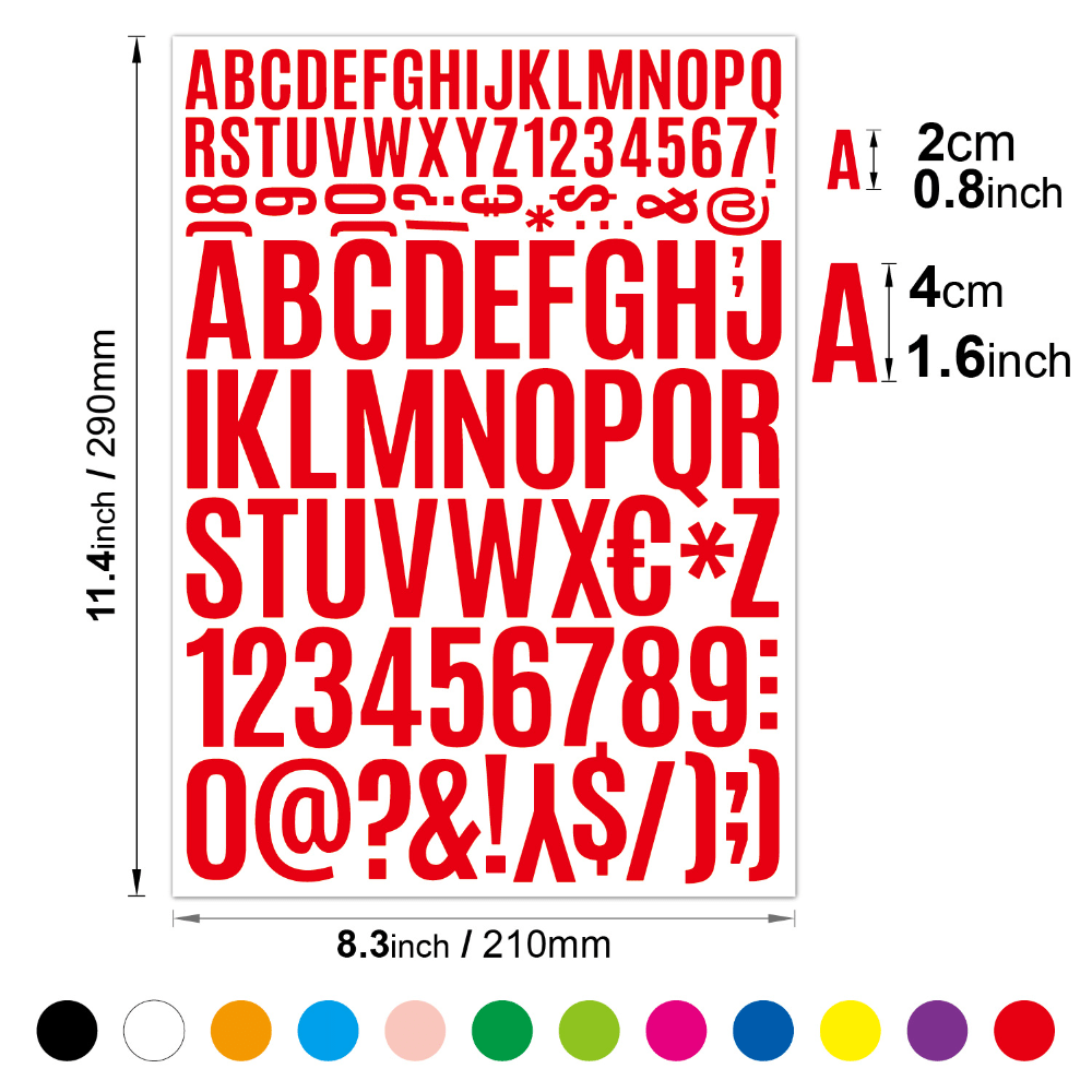 10pcs 2.54-5.08 cm Vinyl PVC Waterproof Self Adhesive Letter Stickers