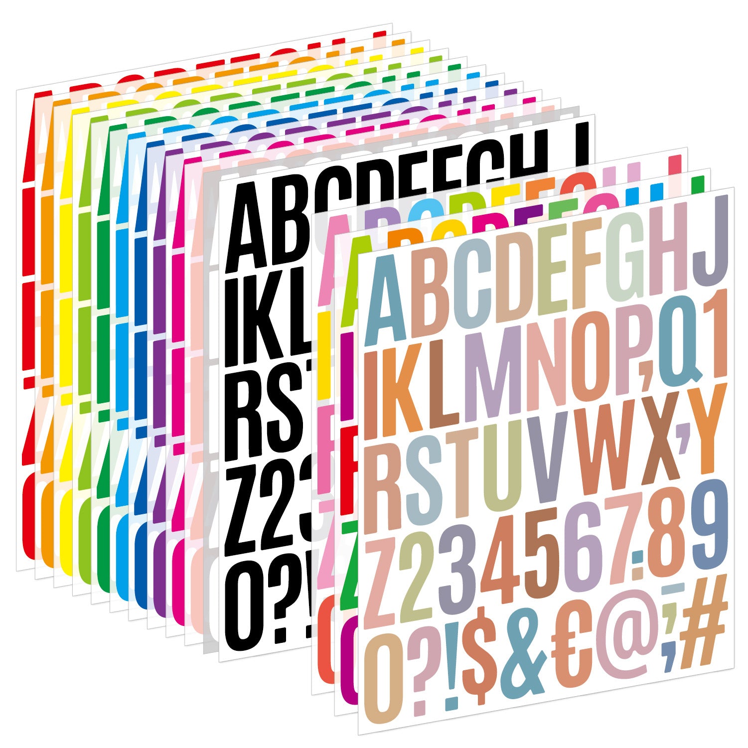 10pcs 2" Alphabet & Number Stickers for Packaging, Notebook, Ledger