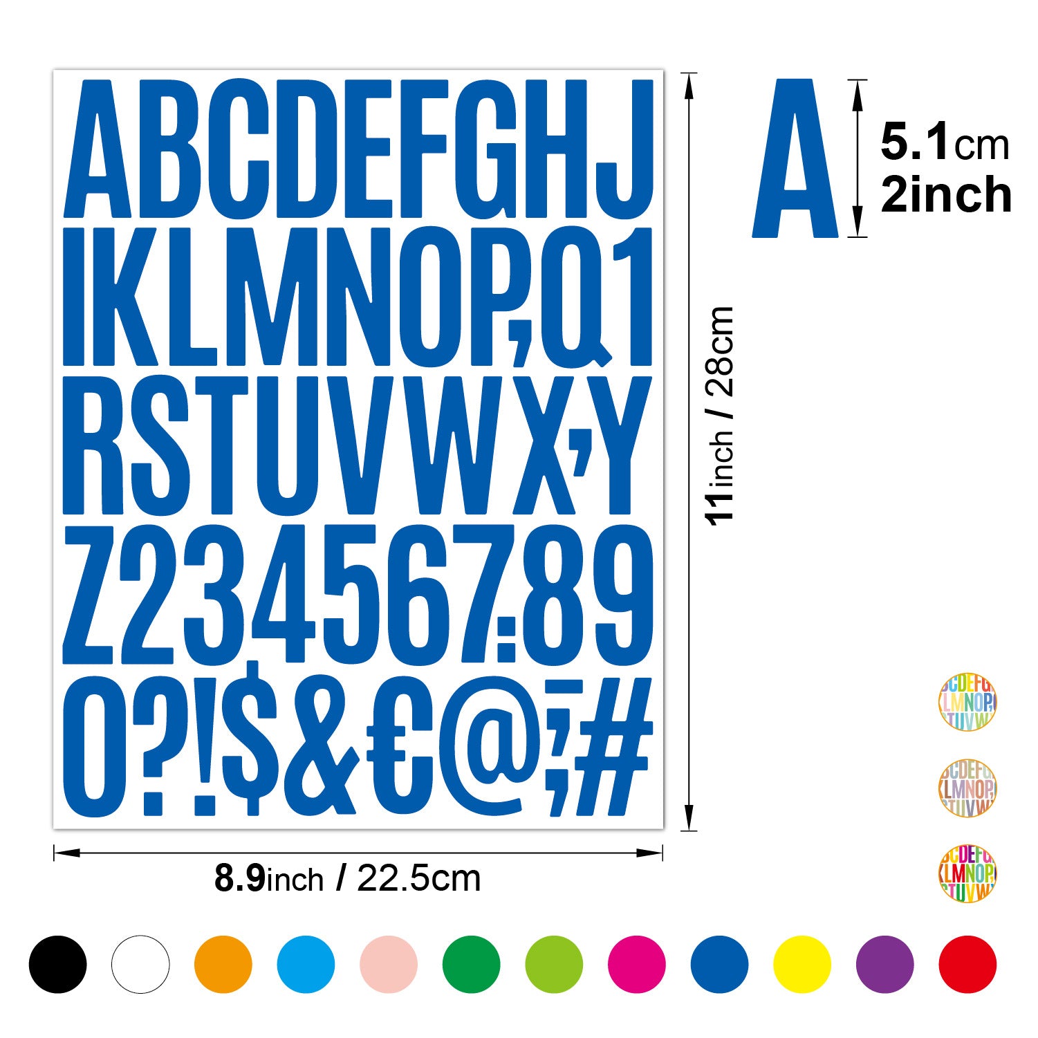 10pcs 2" Alphabet & Number Stickers for Packaging, Notebook, Ledger