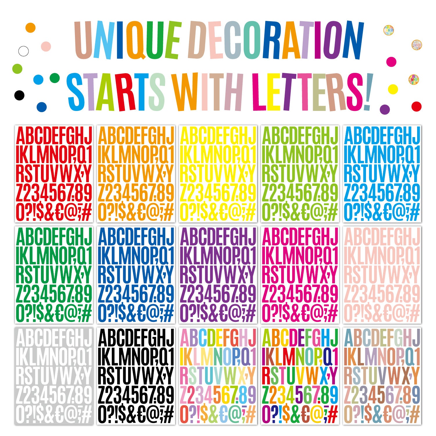 10pcs 2" Alphabet & Number Stickers for Packaging, Notebook, Ledger