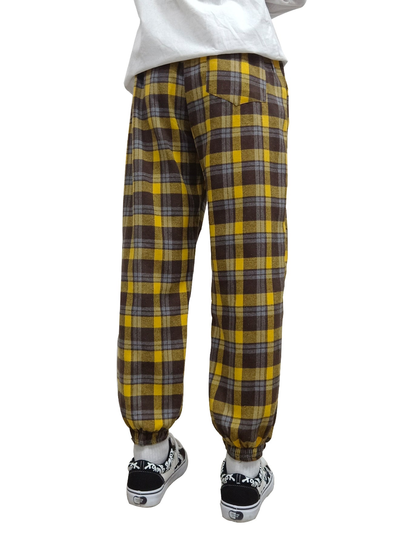 Vintage Plaid Slacks Men s Casual Drawstring Joggers Sweatpants