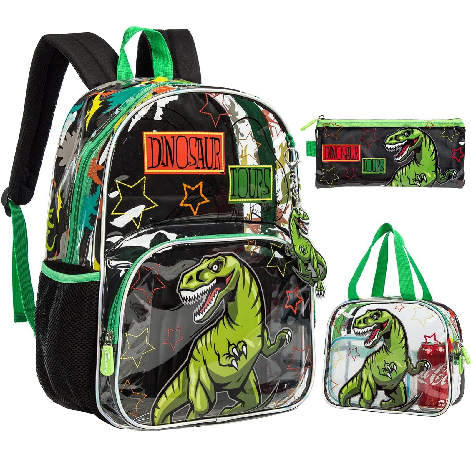 Kids Transparent Unicorn Backpack with Lunch Bag and Pencil Case