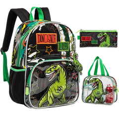 Kids Transparent Unicorn Backpack with Lunch Bag and Pencil Case
