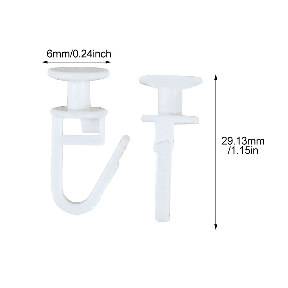 100pcs Pleated Hook 6mm Head Shower Curtain Rail Slider Bathroom Accessories