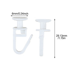 100pcs Pleated Hook 6mm Head Shower Curtain Rail Slider Bathroom Accessories