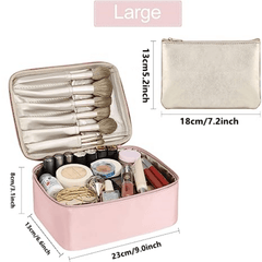 Travel Makeup Bag with Handle and Brush Holder