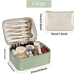Travel Makeup Bag with Handle and Brush Holder