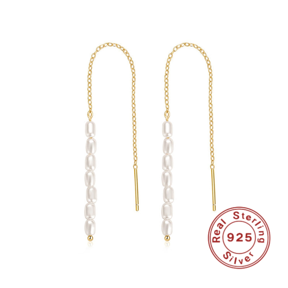 S925 Sterling Silver Bead Ear Hanging Earrings for Women