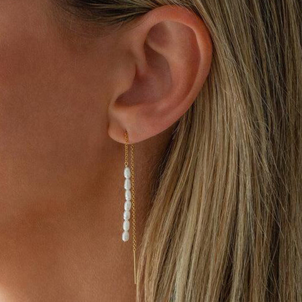 S925 Sterling Silver Bead Ear Hanging Earrings for Women