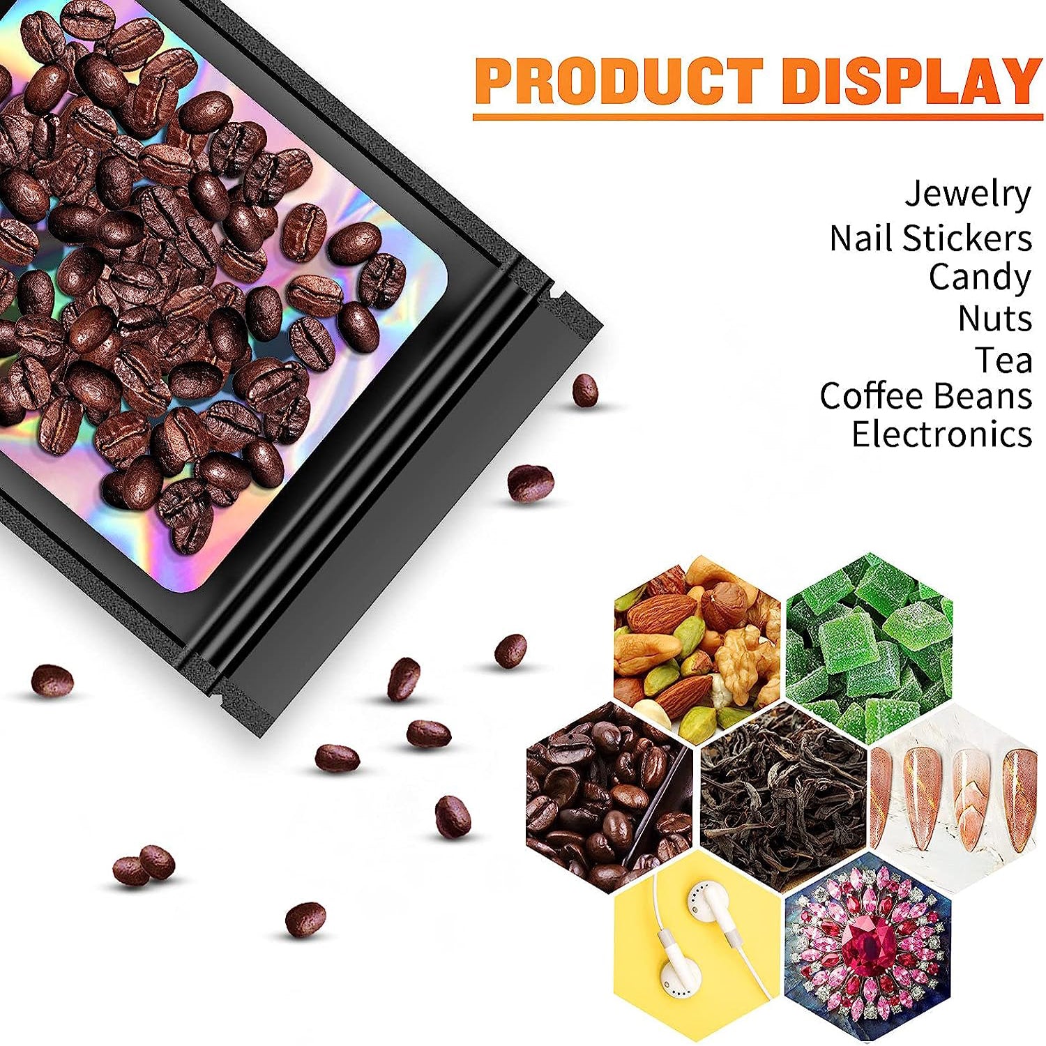 100pcs Mylar Bags Holographic Smell Proof Zipper Pouch