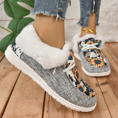 Women's Sunflower Snow Boots Lace Up Warm Shoes