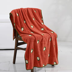 Fruit Embroidered Bath Towel Coral Velvet Soft Absorbent Bathroom Supplies