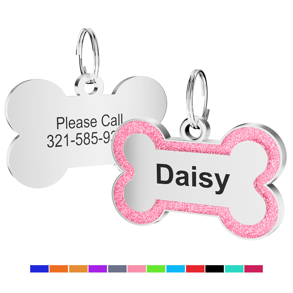 Custom Sparkling Dog Tags - Engraved Pet ID Tag