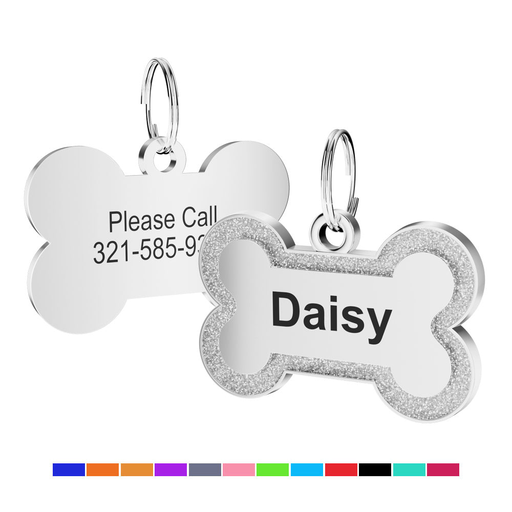 Custom Sparkling Dog Tags - Engraved Pet ID Tag