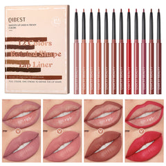 12 Pcs Matte Lip Liner Set - Long Lasting Nude Lipstick Waterproof Retouch