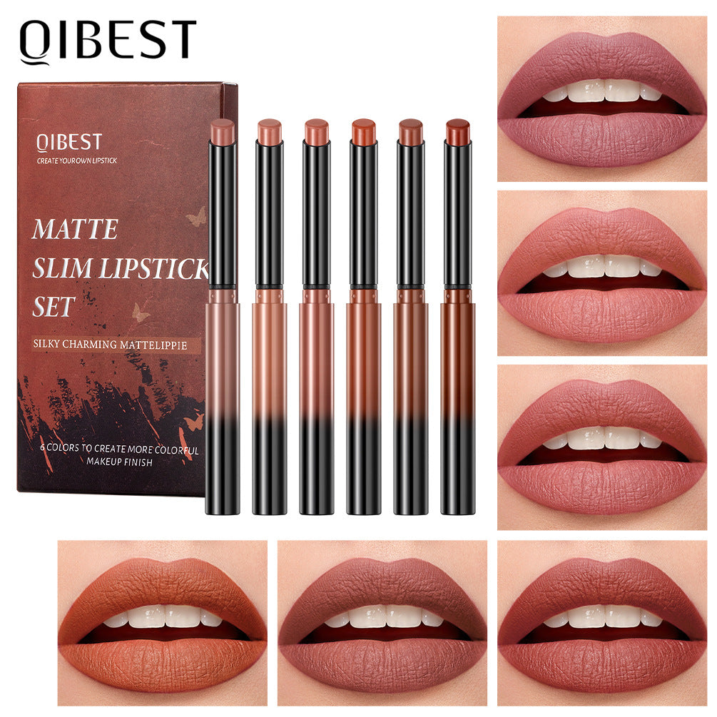 6pcs Velvet Matte Lipstick Set Long Lasting Non-fading Lip Makeup
