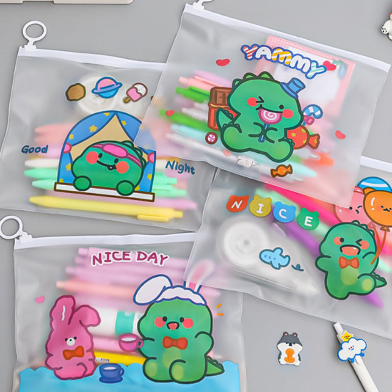 Dinosaur File Bag Transparent Storage for Students Exam Office