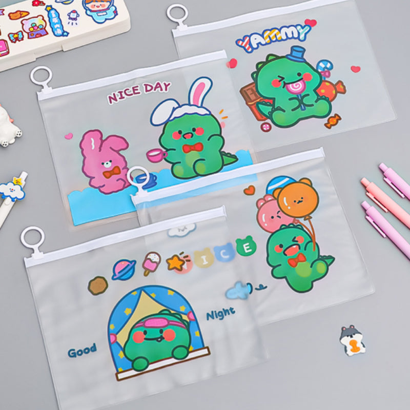 Dinosaur File Bag Transparent Storage for Students Exam Office