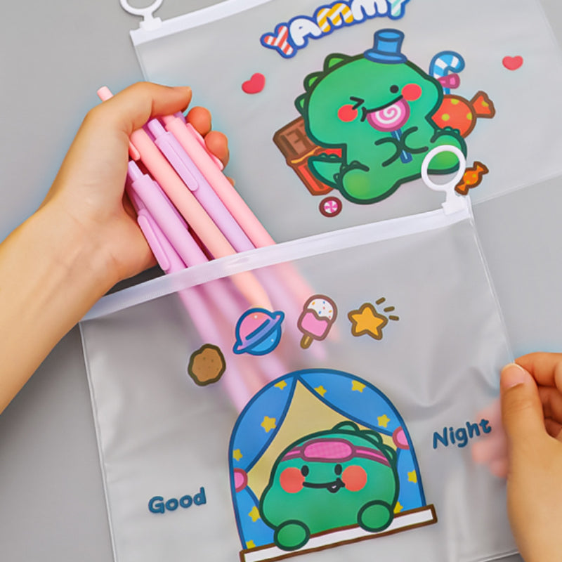Dinosaur File Bag Transparent Storage for Students Exam Office