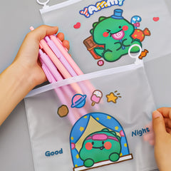 Dinosaur File Bag Transparent Storage for Students Exam Office