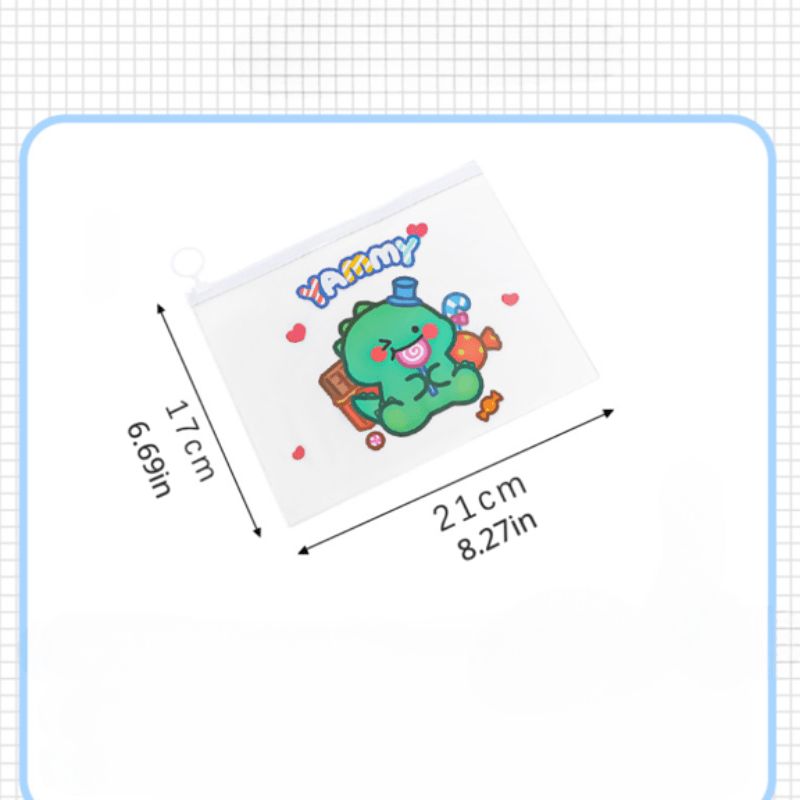 Dinosaur File Bag Transparent Storage for Students Exam Office