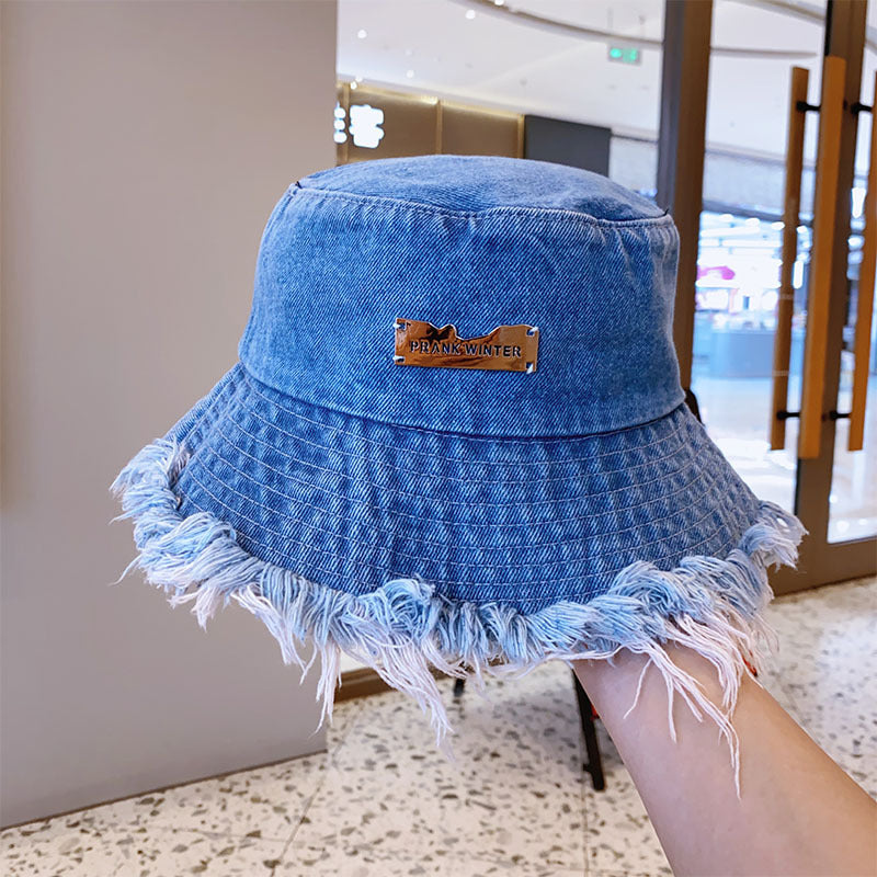 Fashionable Ripped Brim Denim Bucket Hat