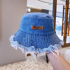 Fashionable Ripped Brim Denim Bucket Hat