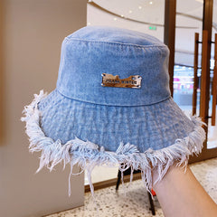 Fashionable Ripped Brim Denim Bucket Hat