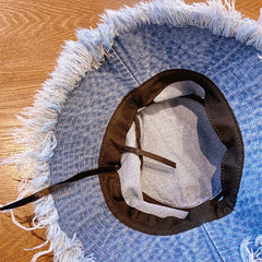 Fashionable Ripped Brim Denim Bucket Hat
