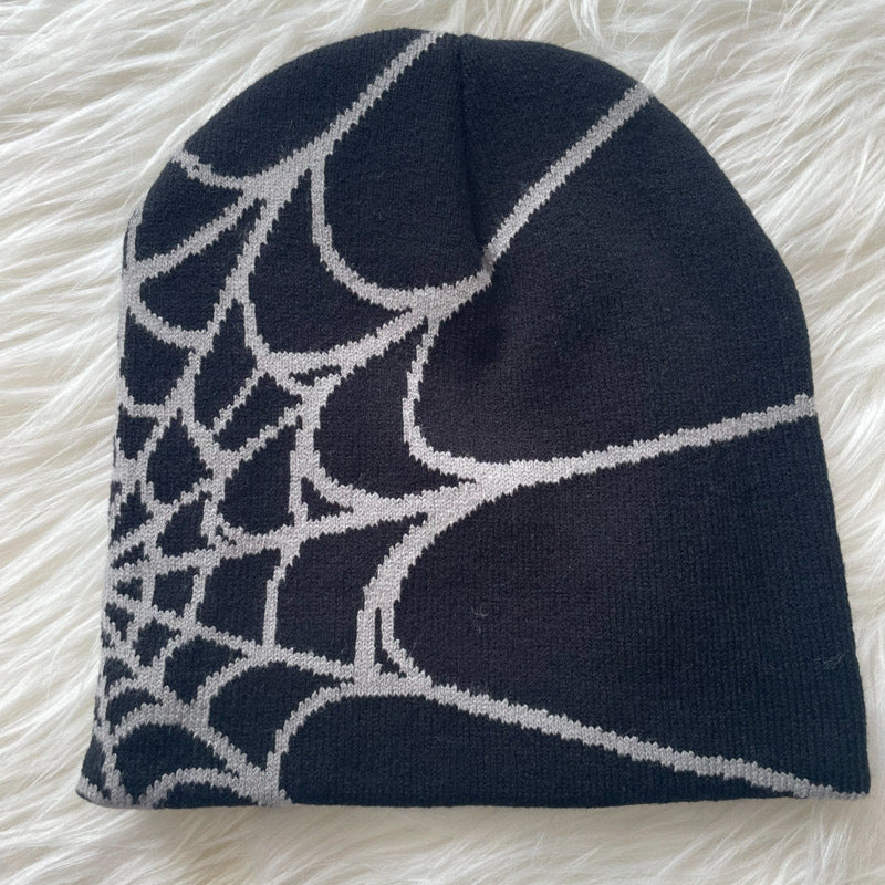 Fashionable Spider Knitted Hat with Web Pattern