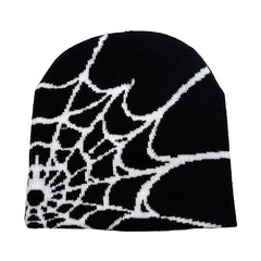 Fashionable Spider Knitted Hat with Web Pattern
