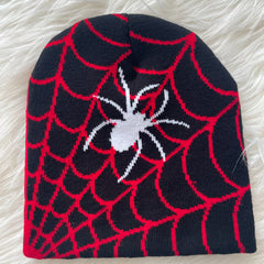 Fashionable Spider Knitted Hat with Web Pattern