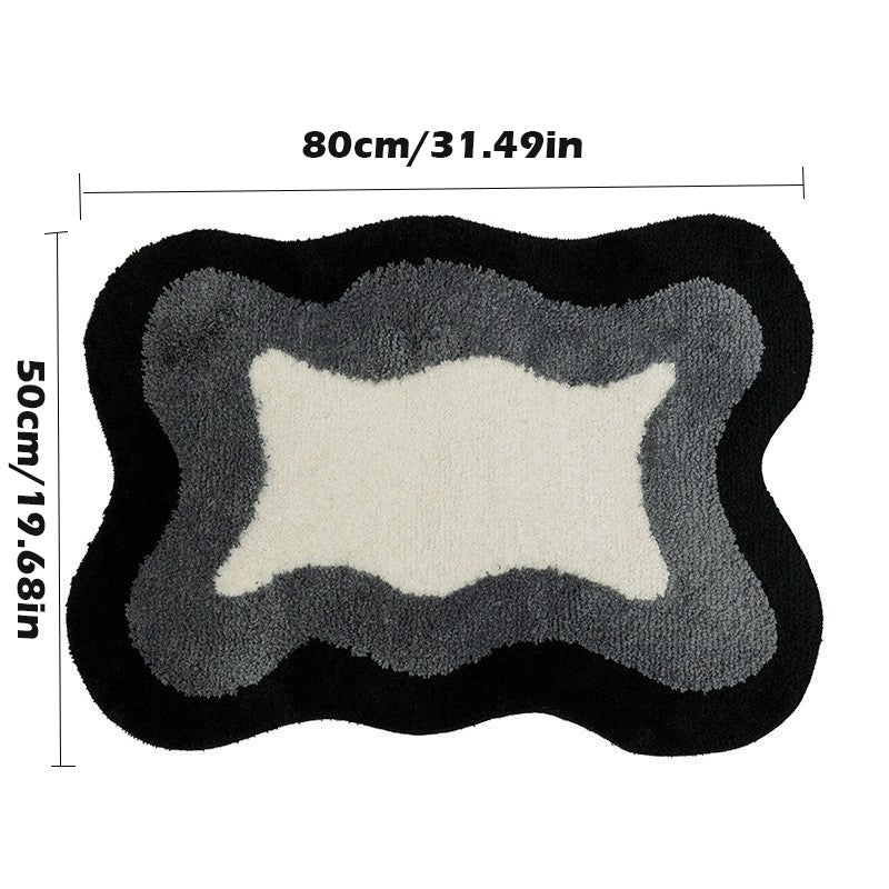 Soft Fluffy Bathroom Rug Non Slip Absorbent Washable Shag Abstract Bath Mat