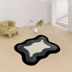 Soft Fluffy Bathroom Rug Non Slip Absorbent Washable Shag Abstract Bath Mat
