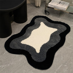 Soft Fluffy Bathroom Rug Non Slip Absorbent Washable Shag Abstract Bath Mat