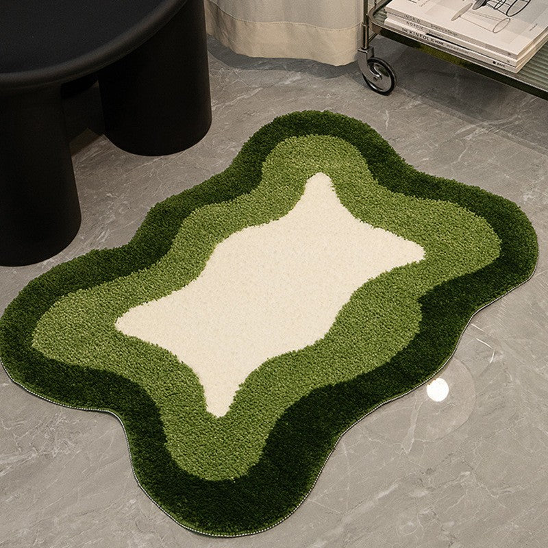 Soft Fluffy Bathroom Rug Non Slip Absorbent Washable Shag Abstract Bath Mat