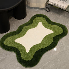 Soft Fluffy Bathroom Rug Non Slip Absorbent Washable Shag Abstract Bath Mat