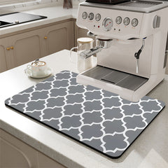 Grey Geometric Printed Kitchen Drain Pad - Anti-Slip Water Absorption Mat