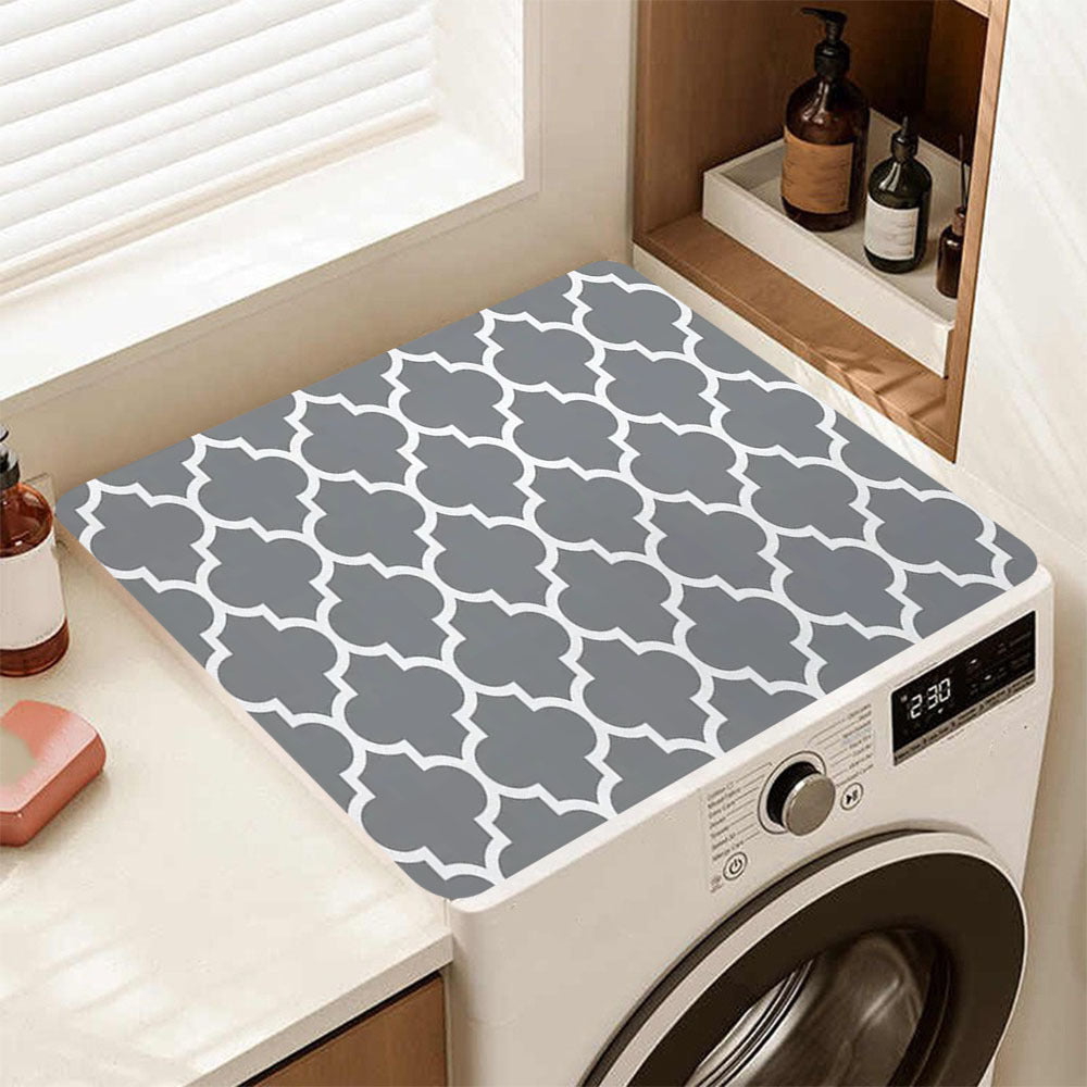 Grey Geometric Printed Kitchen Drain Pad - Anti-Slip Water Absorption Mat